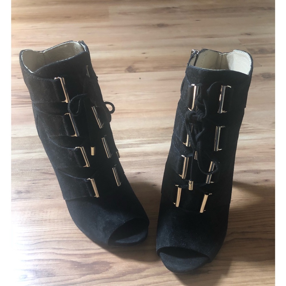 Marciano Black Suede Open toe Booties